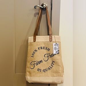 Farm Fresh Burlap Farm Market Flea Shopping Tote Bag NWT